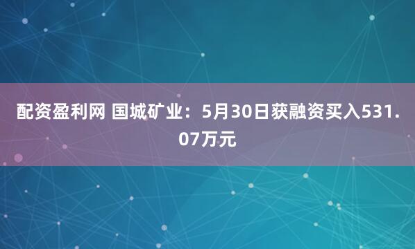 配资盈利网 国城矿业：5月30日获融资买入531.07万元